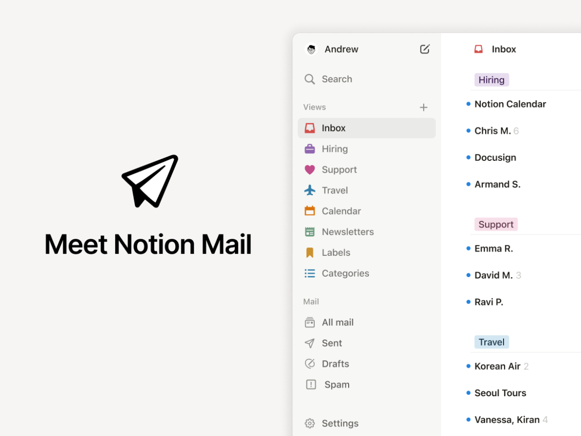 Notion releases an AI-powered email client for Gmail